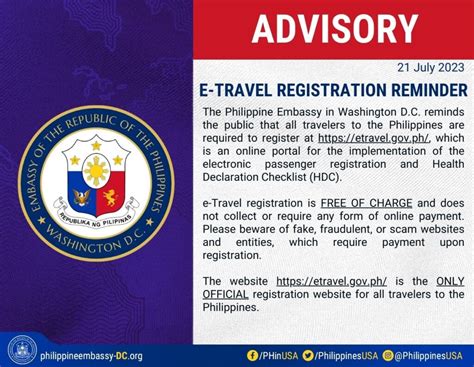 E Travel Registration Reminder Embassy Of The Republic Of The Philippines