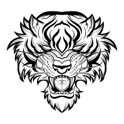 Tiger Head Hand Drawn Line Drawing Vector Art At Vecteezy