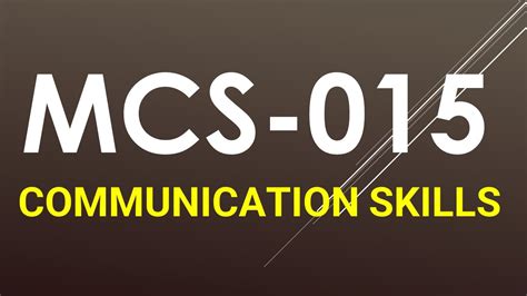 Mcs 015 COMMUNICATION SKILLS Important Question Mcs15 Mcs015