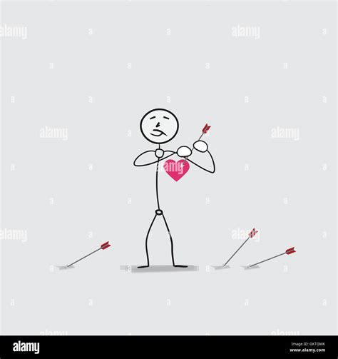 Man Piercing Heart By An Arrow Stock Vector Image Art Alamy