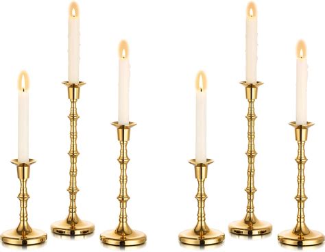 Nuptio Gold Candle Holder For Candlesticks 2 Sets6 Pcs Tall Candlestick Holders For Tapered