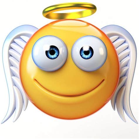 Anjo Emoji Isolado No Fundo Branco Emoticon Asas E Halo 3d