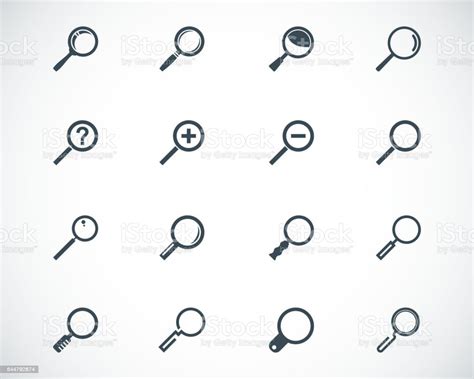 Vector Black Magnifying Glass Icons Set Stock Illustration Download