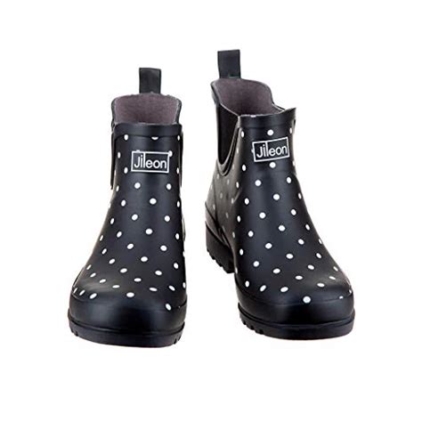 Jileon Black Spotted Ankle Wellies Wide Foot Eee Fit Ladies Wellies