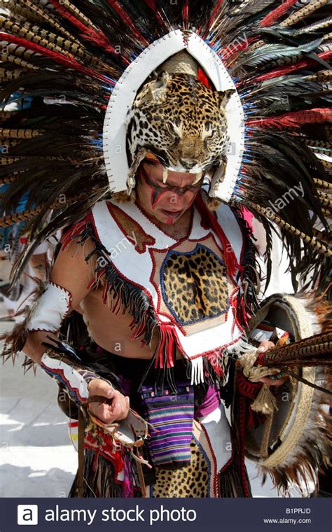 Stock Photo Mexican Man In Aztec Jaguar Costume At A Traditional