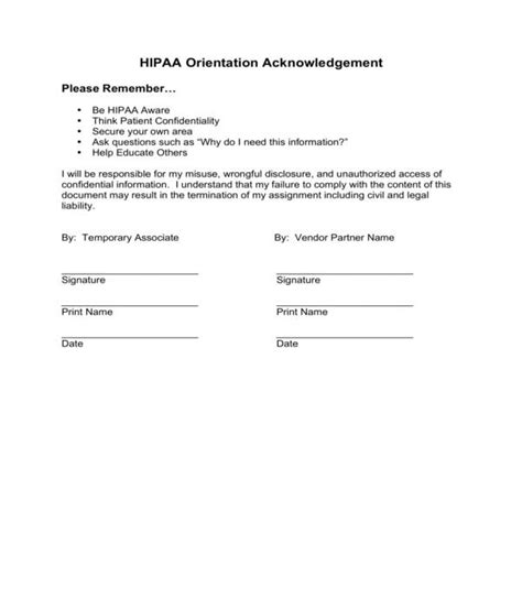 Free Hipaa Employee Acknowledgment Forms In Pdf Ms Word 23100 Hot Sex Picture