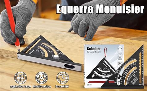 Equerre Menuisier Multi Fonctions 180 mm Metal Équerre Charpentier