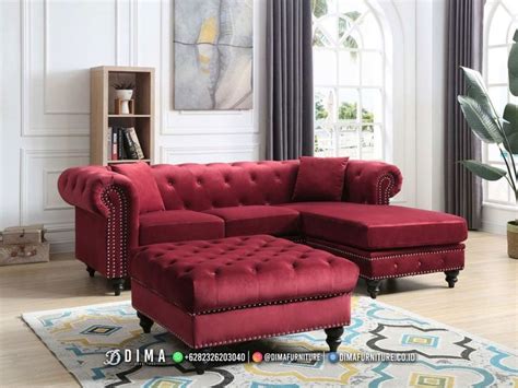 toko mebel jual sofa tamu terbaru chesterfield sudut  set murah bt