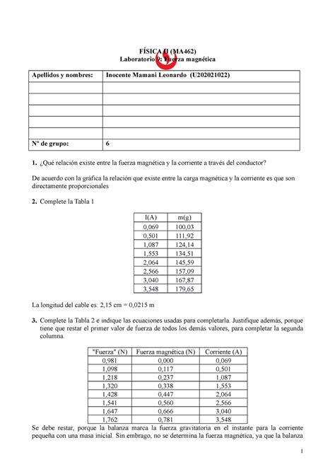 Reporte De Laboratorio De F Sica Ii Grupo F Sica Ii Ma