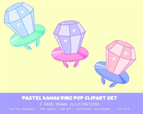 Pastel Kawaii Ring Pop Clipart Pack Kawaii Candy Clipart Etsy Australia