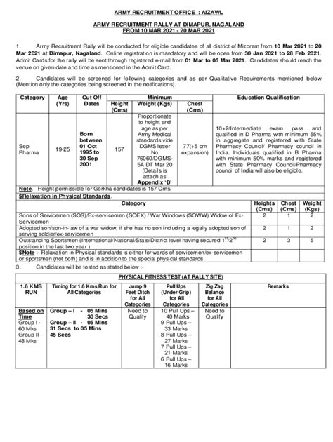 Fillable Online Joinindianarmy Nic Army Rally Bharti Application Form