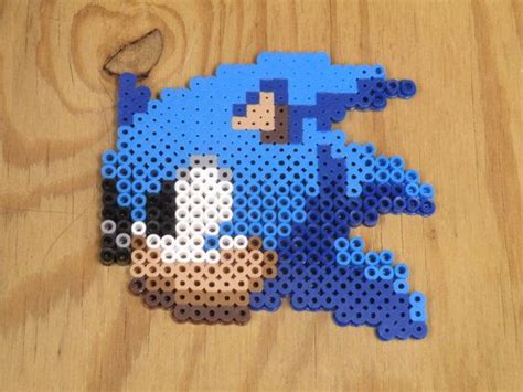 SONIC 8 BIT HEAD Perler Art Bead Sprite 5 00 Via Etsy Perler Bead