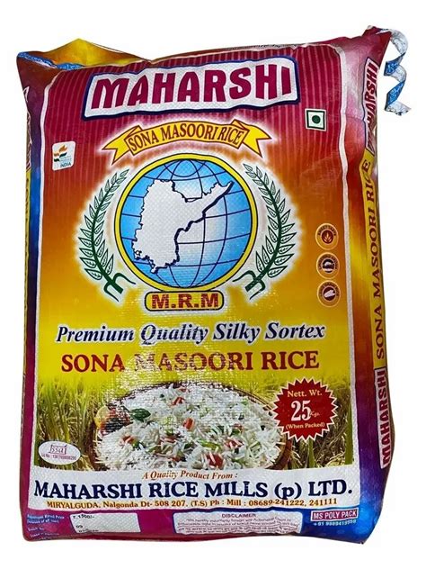 25Kg Maharshi Premium Sona Masoori Rice Packaging Type PP Bag At