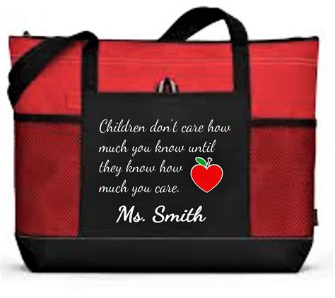 Teacher Tote Bag Personalized Teacher Bag Zippered Book Bag - Etsy