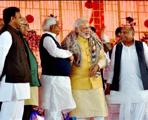 Pm Narendra Modi Attends Pre Wedding Bash Of Mulayam Singh Yadavs