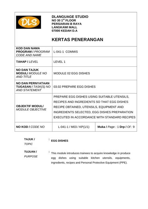 PDF KERTAS PENERANGAN DLanguage STUDIO Kod Dan Nama Program