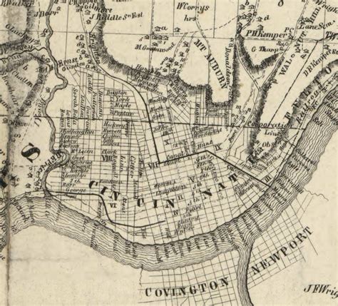 Hamilton County Ohio 1847 Old Wall Map Reprint With Homeowner Names Farm Lines Etsy