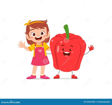 Cute Little Girl Stands with Paprika Character Stock Vector ...