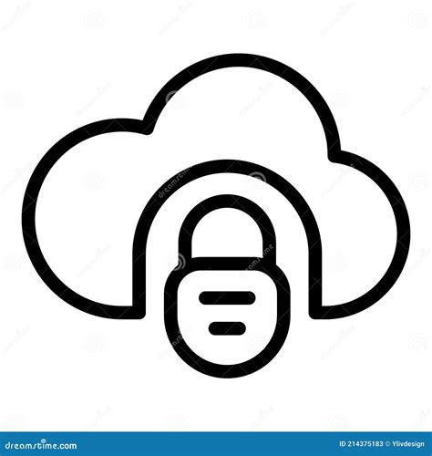 Cloud Locked Icon Outline Style Stock Vector Illustration Of