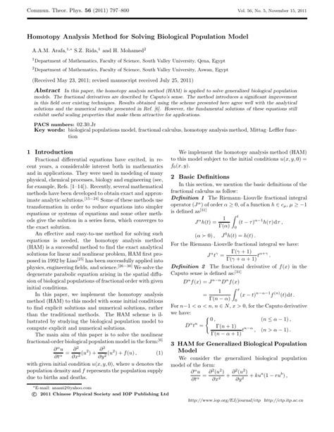 Pdf Homotopy Analysis Method For Solving Biological Population Model