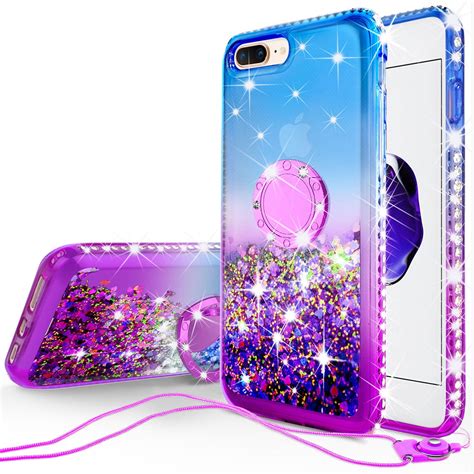 Spycase for iPhone 7 Plus Case, iPhone 8 Plus Case, Liquid Floating Quicksand Glitter Phone Case ...