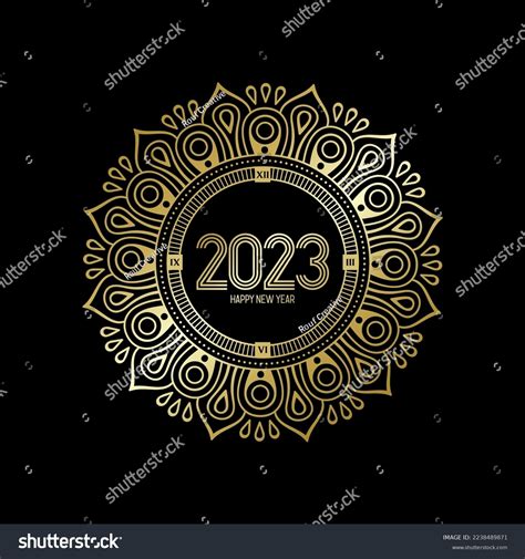 Gold 2023 New Year Logo Luxurious Stock Vector (Royalty Free ...