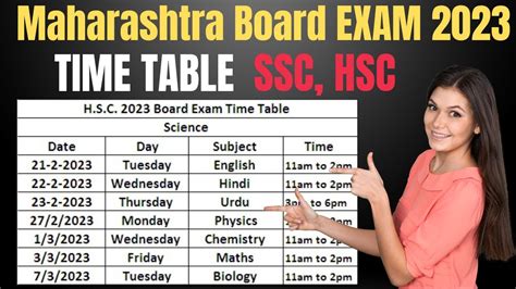 Maharashtra Board Exam Ssc Hsc Time Table Th Board Exam