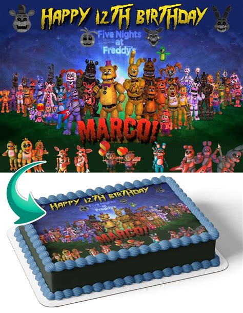 Buy Cakecery Five Nigth At Freddys Fnaf Deco Edible Cake Image Topper