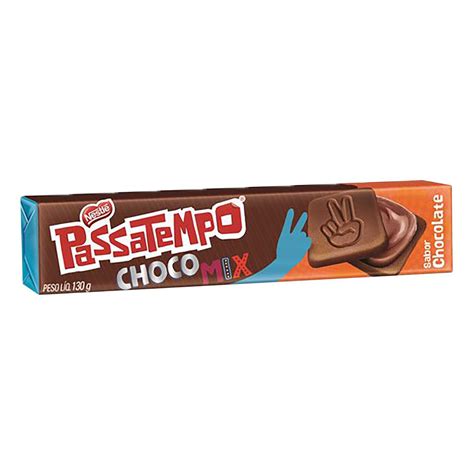 Biscoito Chocolate Recheio Chocolate Nestlé Passatempo Choco Mix Pacote