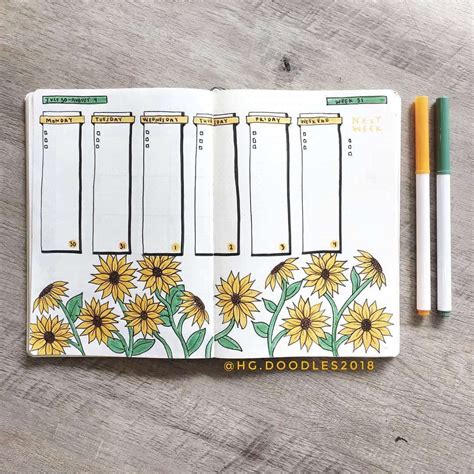 29 Sunflower Themed Bujo Spreads For Inspiration Atinydreamer