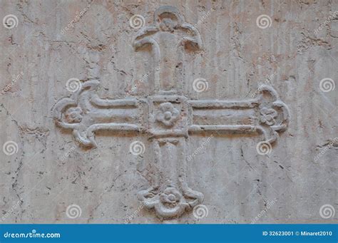 Carved Cross On Wall Stock Image Image Of Background 32623001