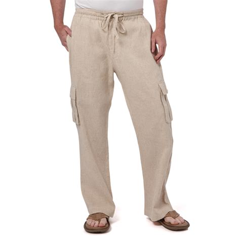 Men Drawstring Linen Cargo Pants Spring Fall Pants Heavy Linen Pants