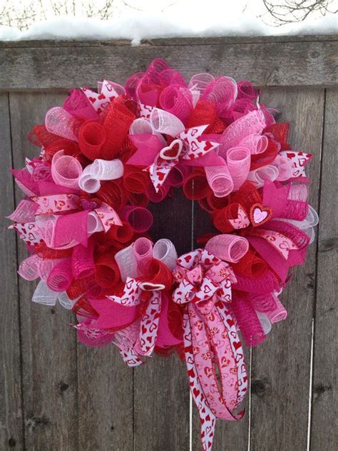 Large Curly Deco Mesh Valentines Wreath Valentine Mesh Wreaths