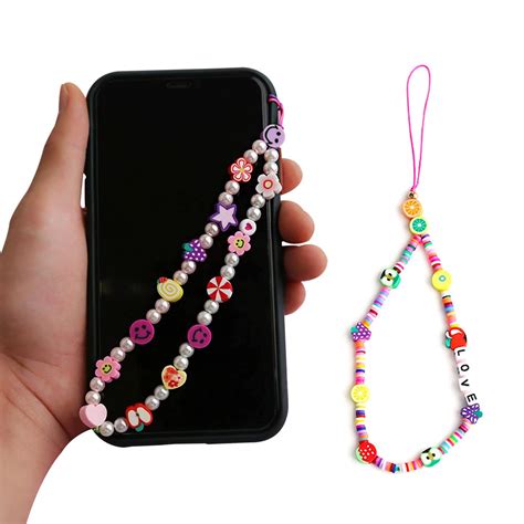 SIDQHICAC Universale Handykette Perlen Handyanhänger Handy Lanyard