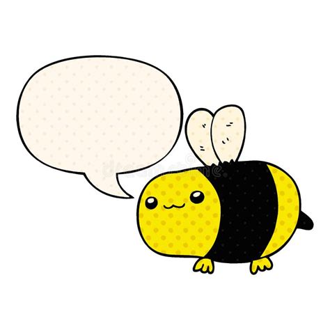 A Creative Cartoon Bee And Speech Bubble In Comic Book Style Stock