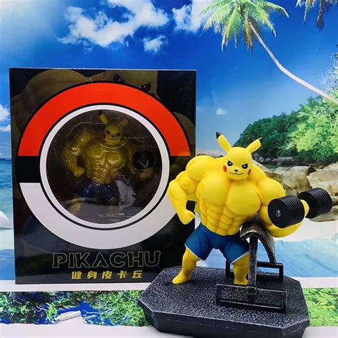 Pokemon Anime Figures Gk Fitness Muscle Pikachu Action Figure Model