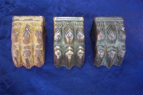 3 VINTAGE DUNCAN PHYFE CLAW FEET FOOT METAL CAPS COVERS CASTER TABLE ...