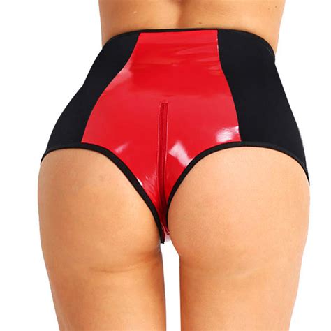 Women Wet Look Leather Thong G String Panties Knickers Lingerie