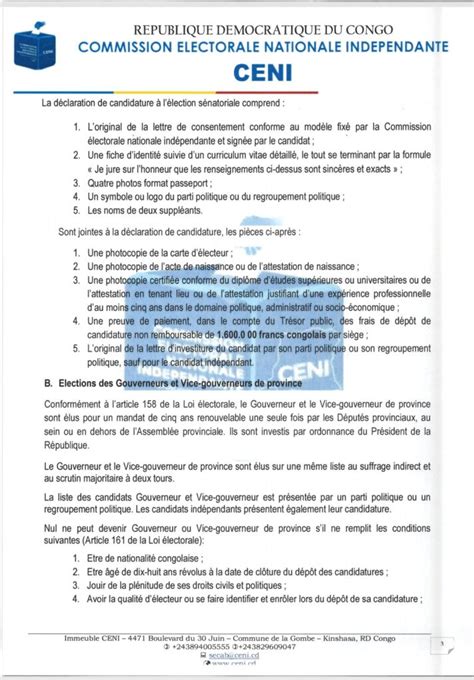 Processus électoral La CENI convoque l électorat pour les élections