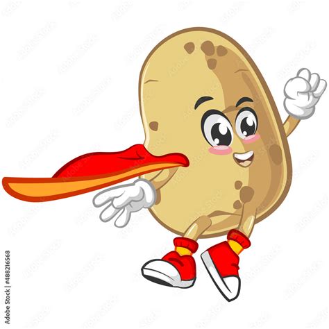 Vector Illustration Of Cute Potato Mascot Being A Superhero In A Cloak