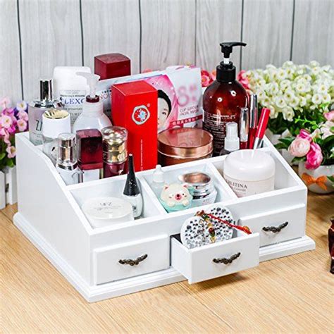 Popamazing White Desk Tidy Organizer Make Up Pen Drawers Cosmetics