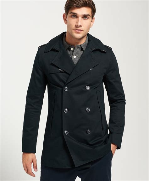 Men S Remastered Rogue Trench Coat In Black Superdry Uk