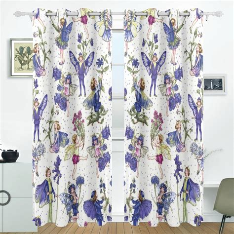 POPCreation Periwinkle Patterns Window Curtain Blackout Curtains Darkening Thermal Blind Curtain ...