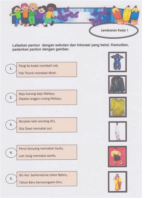 Lembaran Kerja Pakaian Tradisional Prasekolah Kreativiti Tema