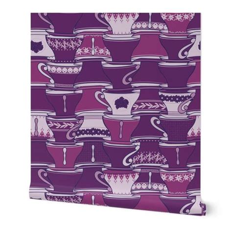 Teacup Tessellation Purple Mini Wallpaper Spoonflower