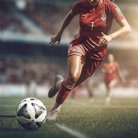 Premium Ai Image Photo Female Soccer Football Player Kicking Ball