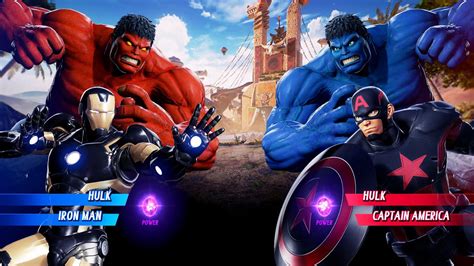 Red Hulk And Iron Man Vs Blue Hulk And Black Cap Very Hard Marvel Vs Capcom 4k Uhd Gameplay