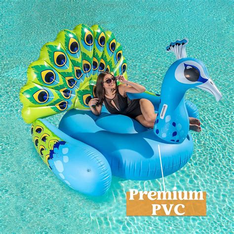 Joyin Inflatable Peacock Pool Float Giant Green Peacock Ride On Raft For Swimming Pool Beach