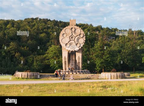 The Sun Sets On The Concrete Monument To Fallen Fighters Of World War