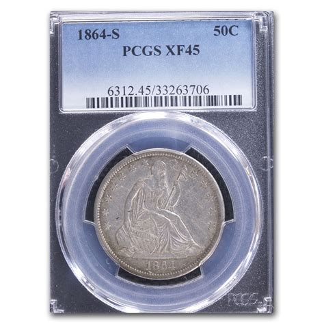 Buy 1864 S Liberty Seated Half Dollar Xf 45 Pcgs Apmex